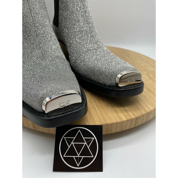 Calvin Klein X Raf Simons Boots Silver Western 205W39NYC Womens US 7 EUR 37.5 - Picture 9 of 12